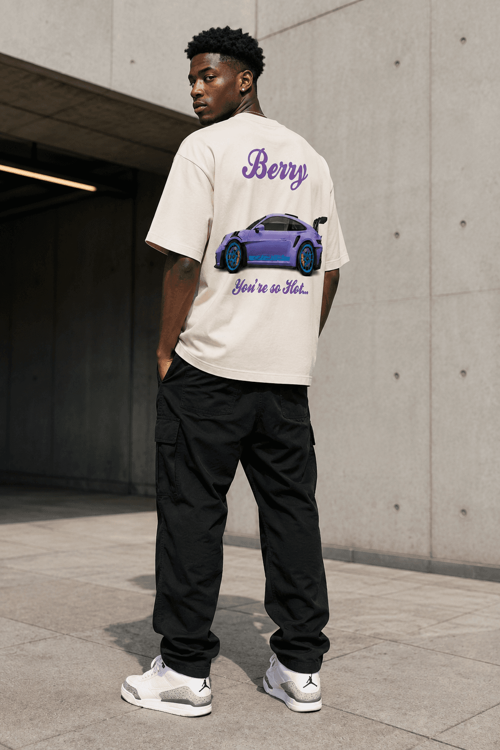 Automotive Graphics · Berry — Loud subject, quiet garment.